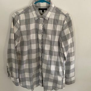Banana republic gray and white gingham button down